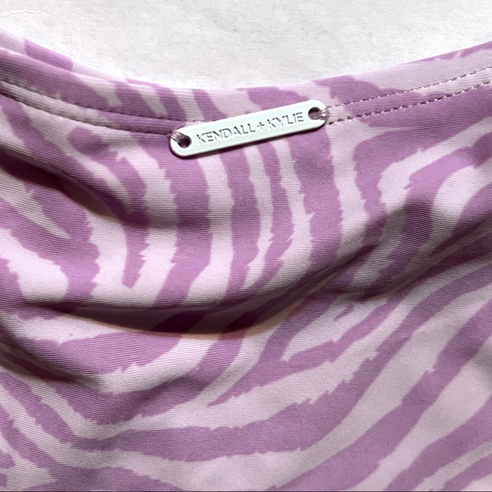 Kendall & Kylie Lilac Abstract Tiger Print Bandeau Bikini Set Size Large - Picture 7 of 7